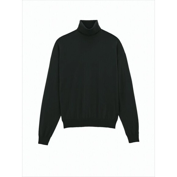 Saint Laurent Fitted Black Turtleneck Sweater With Ribbed Hem - NWT